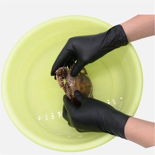 

black nitrile rubber touch screen glove protective gloves solid color latex kitchen household d31601