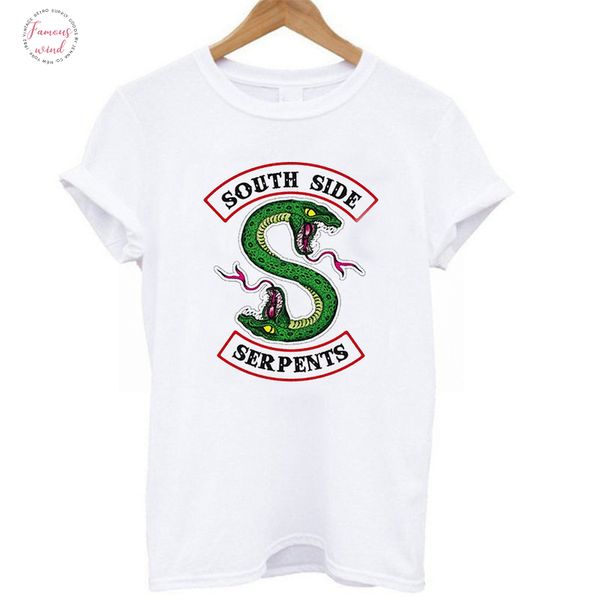 

высокое качество riverdale женщины моды snake футболка south side printing t shirt tee shirt drop доставка, White