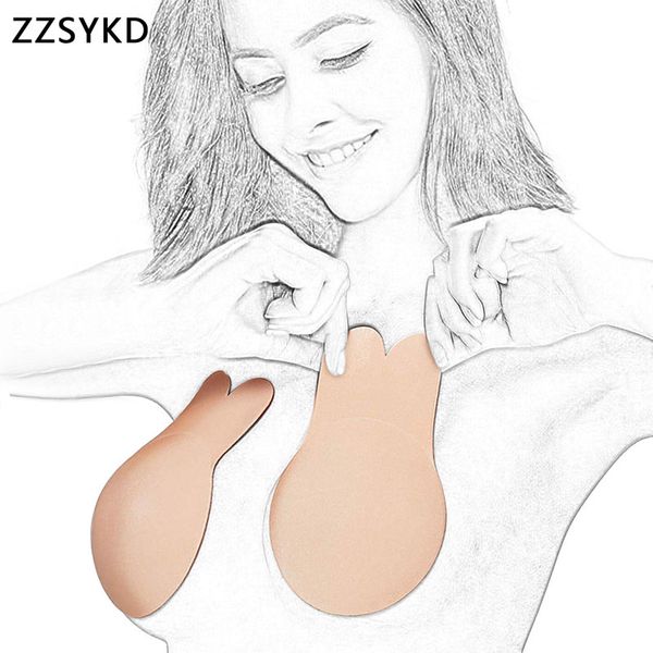 

2pcs silicone adhesive nipple cover stick on bra lift up tape push up invisible bra strapless backless reusable bralette pasties, Black;white