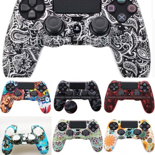 

eskij 10 in 1 for with 4 ps4 slim pro cap dualshock 4 controller silicone skin case cover playstation 8 thumbsticks grips for