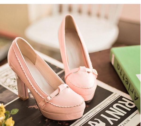 

2018 women's shoes in spring and autumn with new style high heel coarse heel round head, Black
