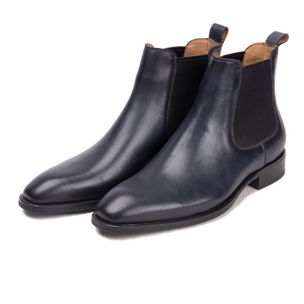 

brand new men's chelsea boots genuine calf leather bottom outsole calf leather upper leather inner handmade boot shoes, Black