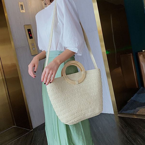 

popular women's straw bag paper shoulders hand-woven bag holiday woven beach