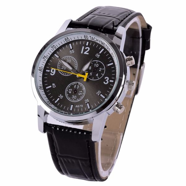 

men sports leather strap analog quartz watches wrist watch, Slivery;brown