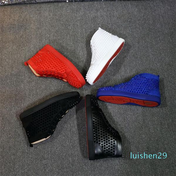 

designer red bottoms sneakers studded spikes flats shoes designer luxury red bottoms for men women l29, Black