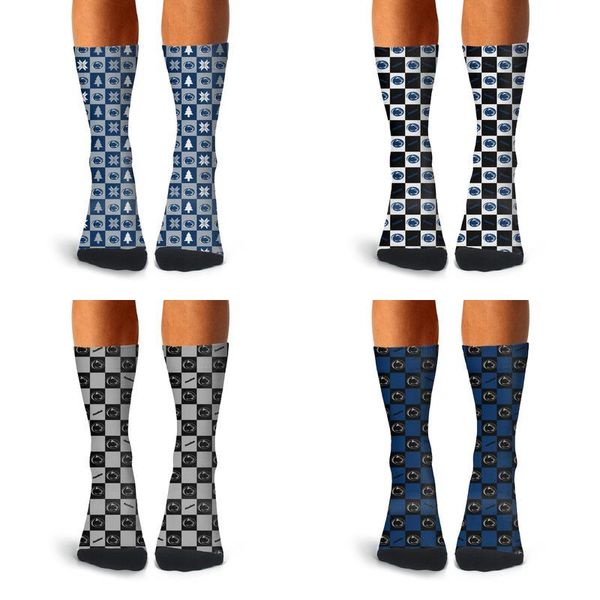 

man penn state nittany lions christmas football logo crew socks cotton fit athletic soft wicking lattice black blue gray luxury brown