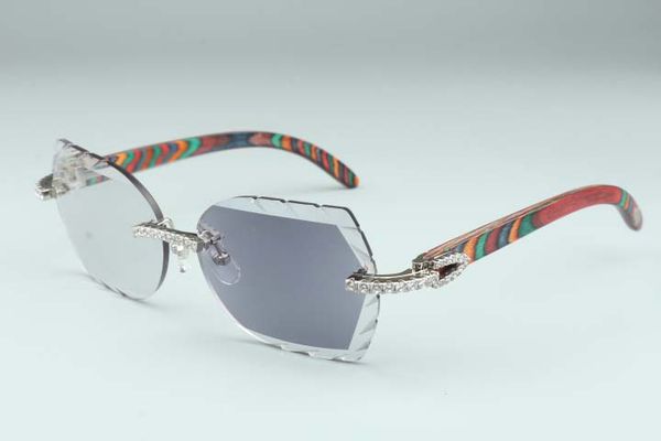 

new cutting pchromic lens 8300817-c diamonds sunglasses luxury natural peacock pattern wood legs multifunctional glasses, 58-18-135mm, White;black