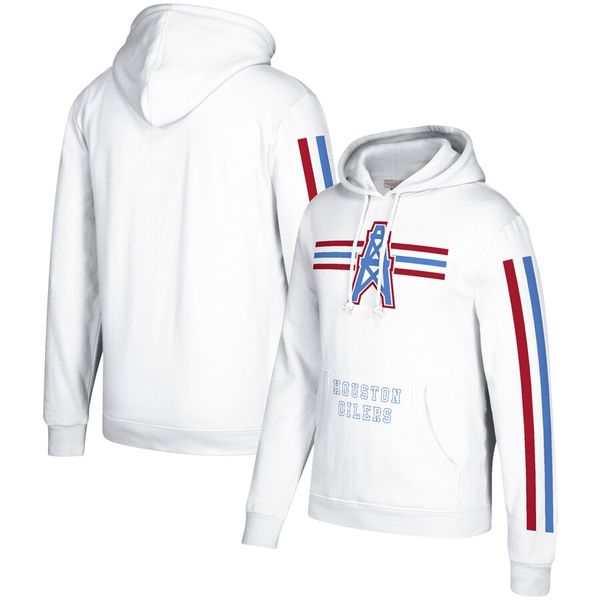 

men eaglers giants broncos style mitchell&;ness three stripe pullover hoodie, Black