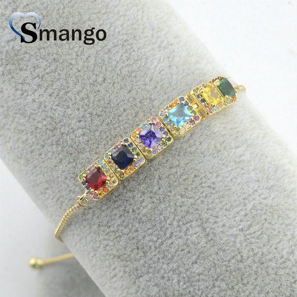 

5pieces 2020 new arrival the rianbow series bracelet for women ,square zircon copper bracelet,gold colors, gifts for women, White