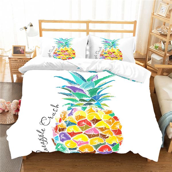 

double duvet cover bedding clothes colorful pineapple printed home textiles with pillowcase  single size