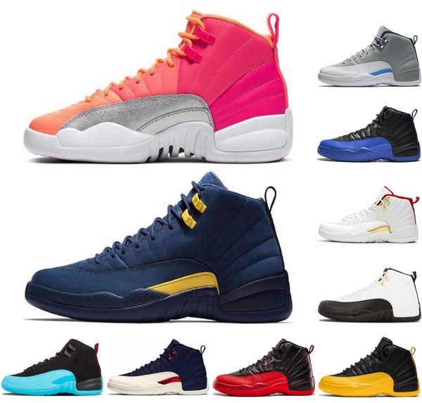 

fashion 12 12s men basketball shoes punch michigan flu game game royal gamma blue winterized wolf grey mens trainers sports sneakers