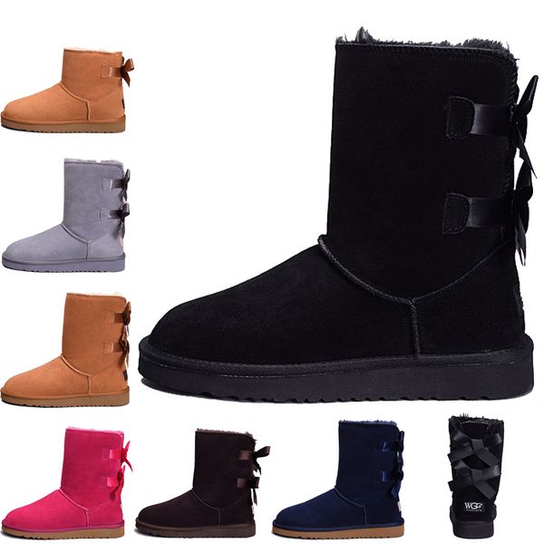 

fashion australia classic tall winter boots bailey bowknot women's bailey bow snow boots shoes boot size 36-41, Black