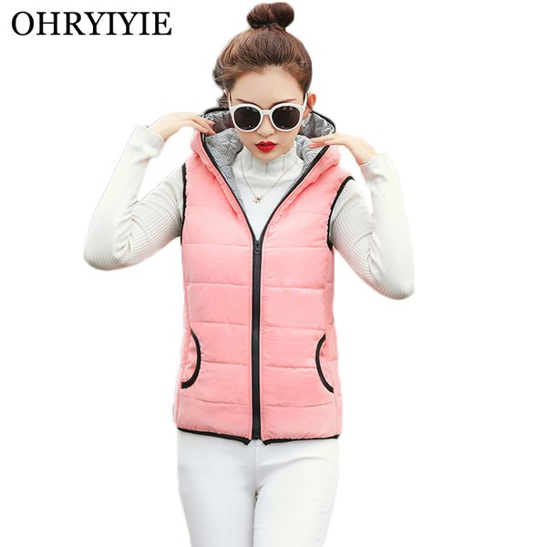 

ohryiyie new arrival casual warm vest women waistcoat 2019 autumn winter sleeveless jackets female hooded vests colete feminino, Black;white