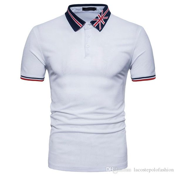 

Mens Polo With Designer England Flag Neck Fashion Solid Breathable Mens Tops Casual Patchwork Summer Clothes