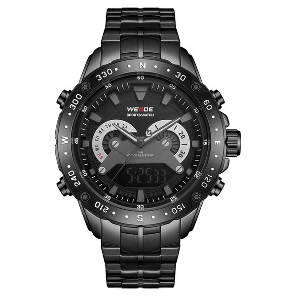 

weide mens model analog digital numeral display quartz metal band belt wristwatches relogio masculino automatic date clock 2019, Slivery;brown