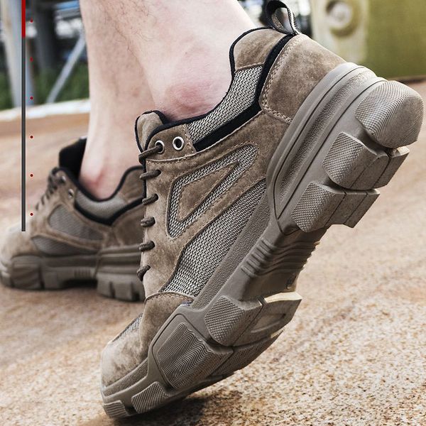 

men boots work safety steel toe shoes outdoor breathable sneakers construction puncture proof ankle boots zapatos de hombre, Black