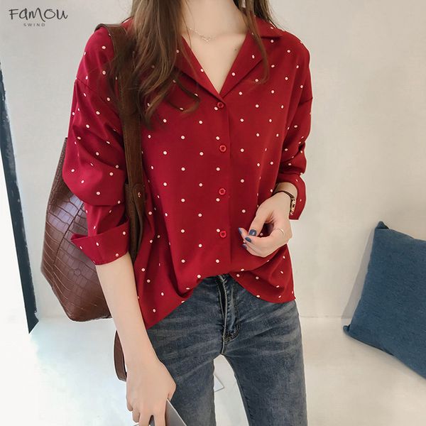 

Shirt Fashion Womens Woman Blouses Long Sleeve 4Xl Polka Dot Shirts Casual Ladies Tops Print Blouse Plus Size Women