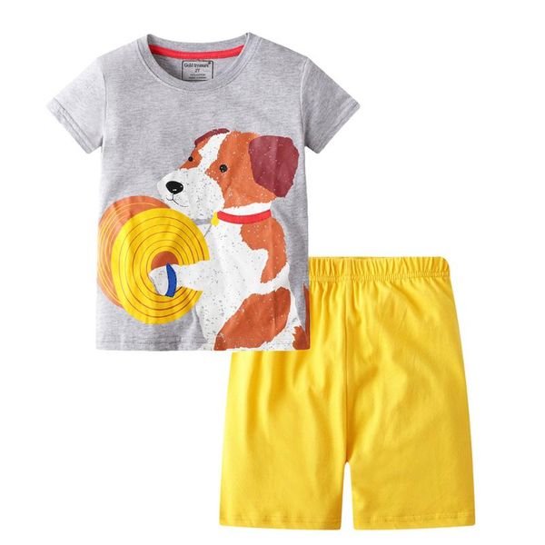 

2020 new summer boys clothing sets children cartoon dog print short sleeve t-shirts+short pants suit girls clothes 2-7 y, White