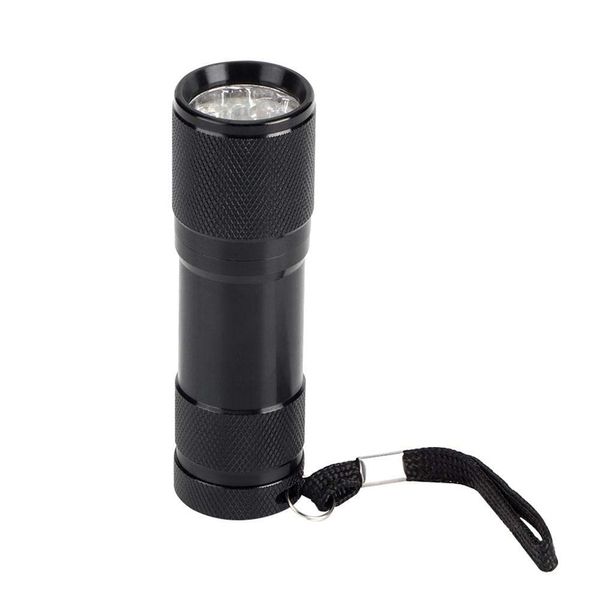 

9led aluminium mini portable uv ultra violet blacklight 9 led flashlight torch light