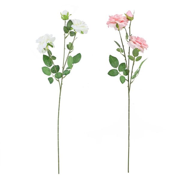 

5pcs 3 heads artificial rose fake flowers for wedding bridal home decor