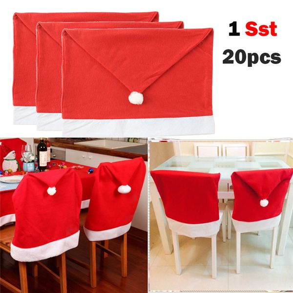 

20pcs santa hat chair covers christmas decor dinner chair xmas cap sets wholesale #4l23