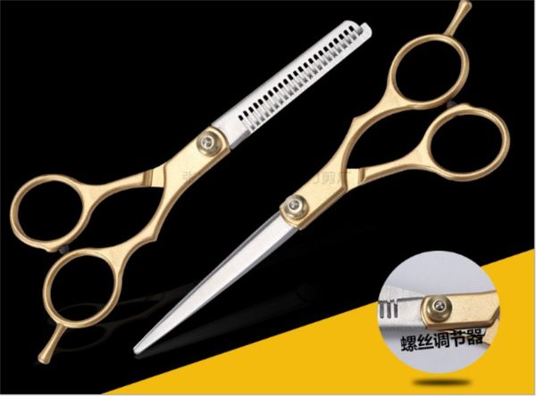 

5.5 inch gold professional barber hairdressing scissors barber scissor cutting scissor & thinning / by dhl 200sets