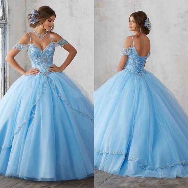 

2019 голубое бальное платье quinceanera платья с рукавами спагетти бисероплетение кристалл принцесса выпускные платья для сладких 16 девушек, Blue;red