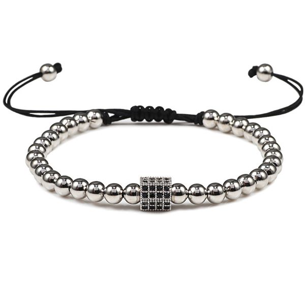 

fashion men bracelet pave cz 5mm beads charm trendy handmade adjustable weave rope bracelets&bangles women jewelry gift, Black