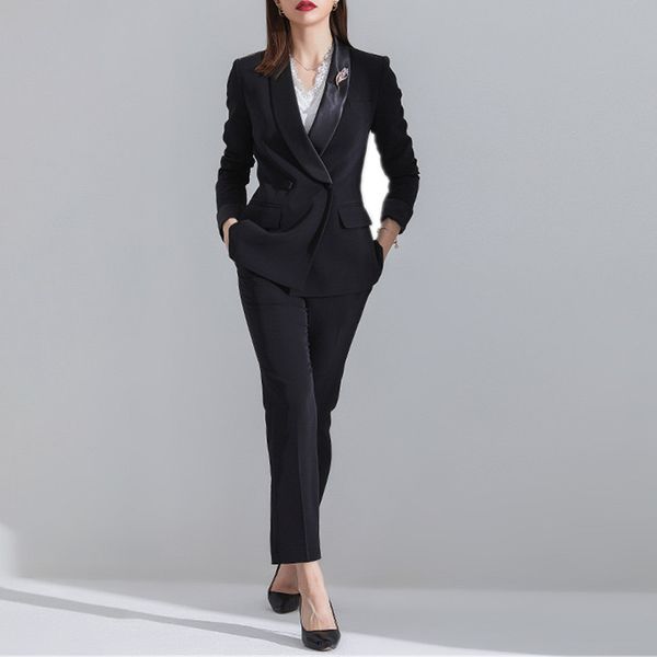 

women's suits & blazers black shawl lapel women pantsuits plus size custom made ladies pantsuit blazer+pants for work wedding party, White;black
