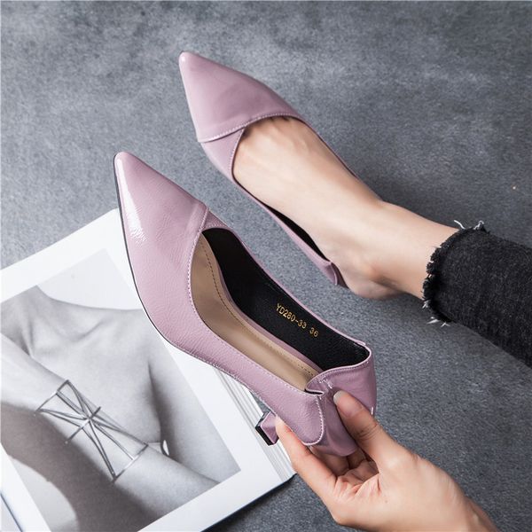 

slip om dress shoes woman office ladies shallow mouth gold lace up heels branded pumps pointed wedge 2019 clogs for women, Black