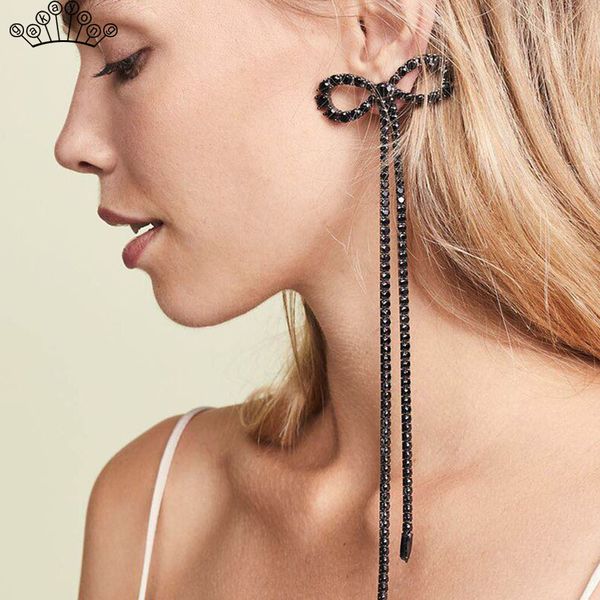 

crystal wedding long earrings for women rhinestone simple korean bridal party prom earrings jewelry wholesale, Golden