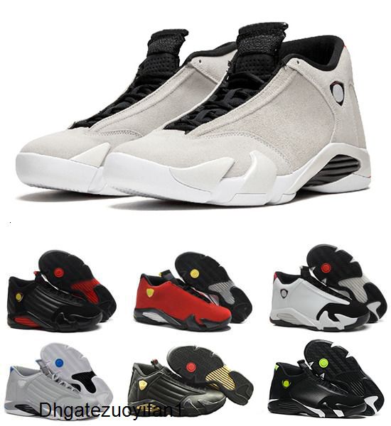 

wholesale classic sneaker 14 14s black toe last svarsity red suede thunder men basketball shoes cool grey dmp candy cane trainer design
