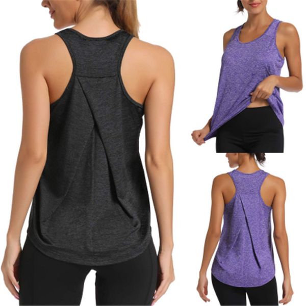 

2020 summer anion yoga sports vest women's fitness quick-drying t-shirt, Gray