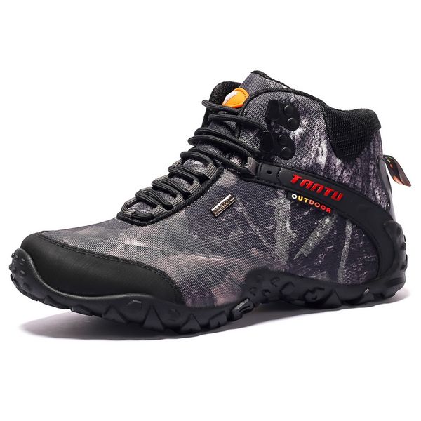 

men's shoes man casual outdoor shoes autumn winter boots ankle boots non-slip oxford cloth camouflage hiking shoes, Black