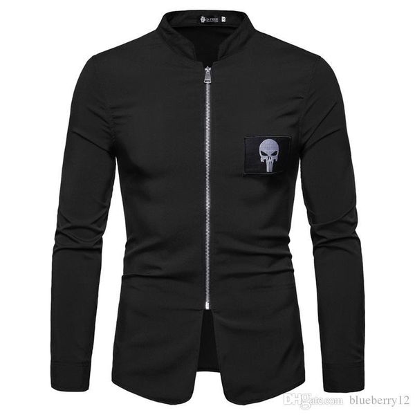 

shirt men fitness clothing long sleeve men t shirt streetwear casual zipper shirts man clothing asian size, White;black