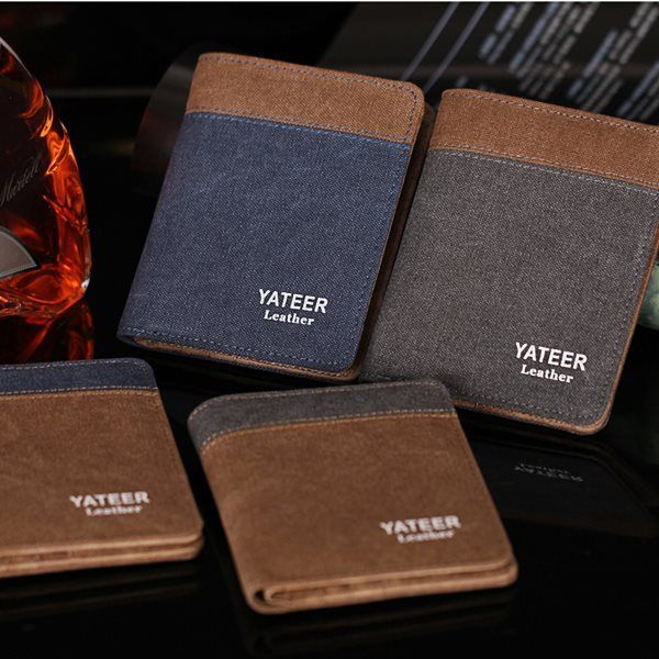 

designer canvas mens wallets solid fashion two color yateer wallet male ultra thin purses 1pcs ing, Red;black