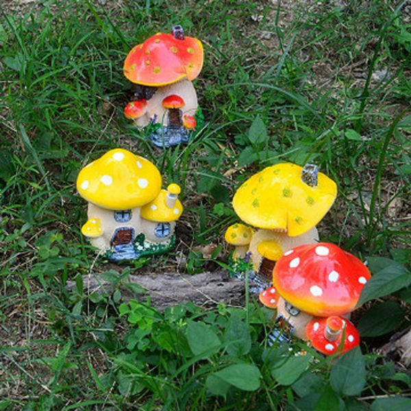 

2pcs mushroom fairy house statue miniature fairy garden & terrarium new h#