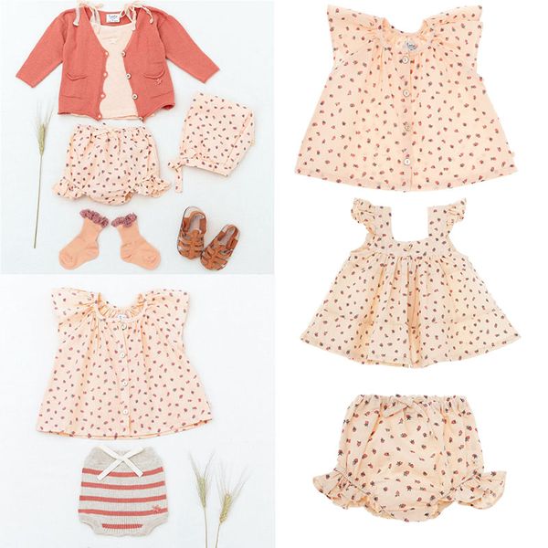 

tocoto 2020 summer sweet baby girl lovely dress brand design toddler girl strawberry pattern tutu dresses vintage kids clothes, Red;yellow