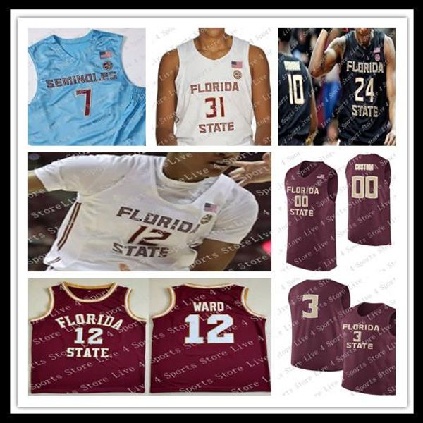 

custom 2019 florida state seminoles malik osborne wyatt wilkes mj walker devin vassell trent forrest polite fsu college basketball jersey, Black