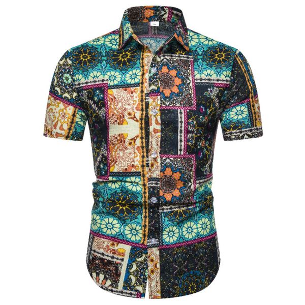 

men hawaiian short sleeve shirt summer floral printed beach sea shirt mens clothing trend male casual flower shirts size s-xxl, White;black