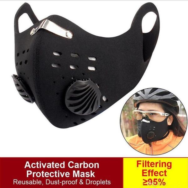Maschere protettive per ciclismo con filtro Carbone attivo nero PM2.5 Polvere antinquinamento Sport Corsa Allenamento Bici da strada Maschere riutilizzabili