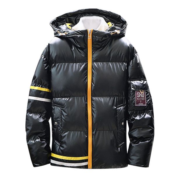 

abrigo hombre chaqueta hombre mens jackets and coats new winter style fashionable light down cotton solid color warm coat, Black