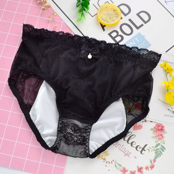 

wholesale 3pcs women's intimates lace menstrual water-proof panties #543, Black;pink