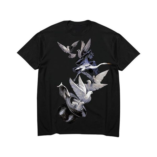 

new luxury t shirt hip hop fashion bird printing mens designer t shirt short sleeve men women t shirt polo size s-xxl, White;black