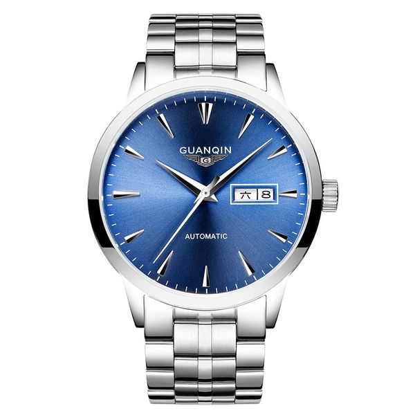 

guanqin gj16044 watch brands imported high-grade automatic mechanical watch waterproof business men men strip, Slivery;brown