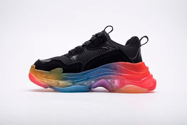 

2019 dad shoes paris 17fw triple-s sneakers men/women rainbow color black running shoes cushion shoes szie 35-45