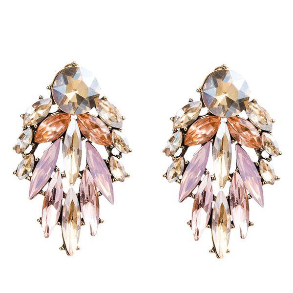 

lubov elegant tree shape acrylic opal stone stud earrings statement women piercing earrings 2019 new trendy jewelry gift, Golden;silver