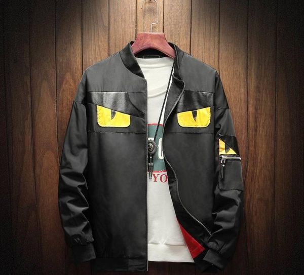 

2019 европейской желтого узор глаз модельера молнии куртки вскользь куртка мужской куртка высокого качества ткань, Black;brown