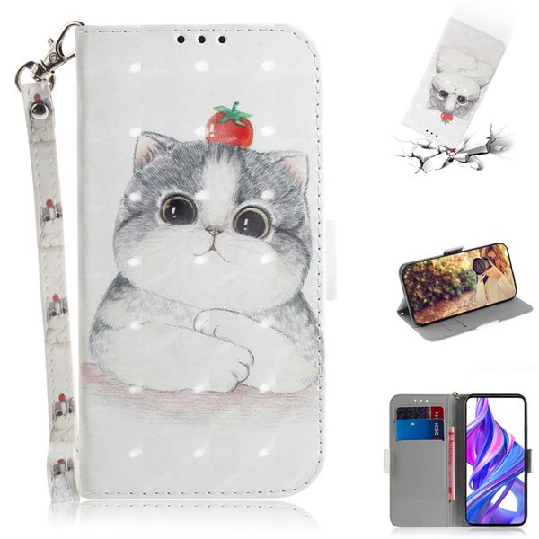 

flip cover wallet stand for huawei honor 9x/honor 9x pro case 3d painting pu leather soft silicon covers phone bags