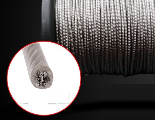 

2--3mm 50--100m, 7x7 304 stainless steel wire rope with pvc coating softer fishing coated cable clothesline traction rope